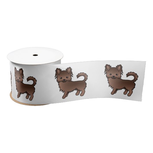 Ruban En Satin Chocolat long Chocolat Chihuahua mignon Dessin Car (Bobine)