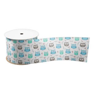 Ruban En Satin Chouettes et branches Motif Satin ruban