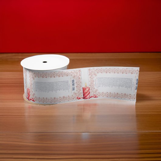 Ruban En Satin "Christmas Carol" Histoire bougies rose |