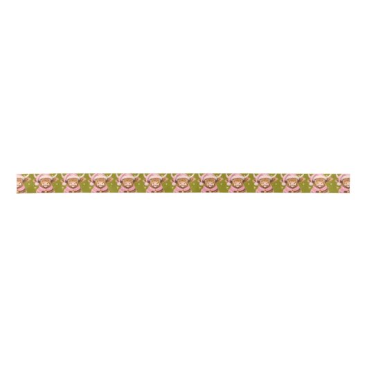 Ruban En Satin Christmas Ribbon With Cow Design (Devant)