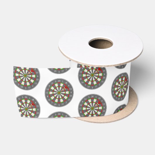 Ruban En Satin Cible de flechettes en blanc (Bobine)