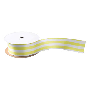 Ruban En Satin Citron - Grandes horizontales jaunes et blanches