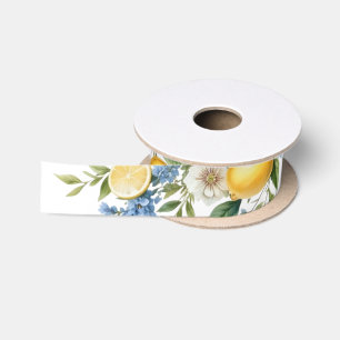 Ruban En Satin Citron Méditerranéen Amalfi Fleurs de Fruits