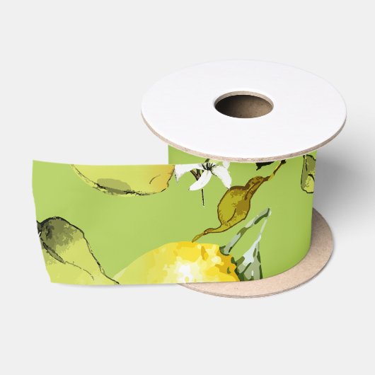 Ruban En Satin citrons aquarelle 23 (Bobine)