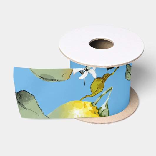 Ruban En Satin citrons aquarelle 26 (Bobine)