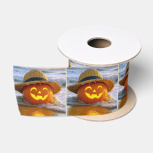 Ruban En Satin Citrouille de plage d'Halloween