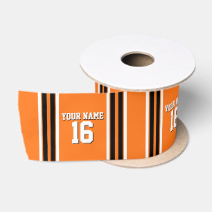 Ruban En Satin Citrouille Orange Blk Team Jersey Numéro personnal