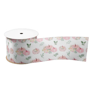 Ruban En Satin Citrouilles roses Floral
