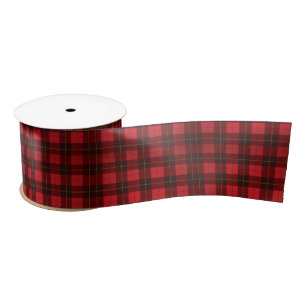 Ruban En Satin Clan Wallace Plaid Tartan Rouge Noir À damiers