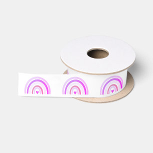 Ruban En Satin Classique Chic mignon violet Motif arc-en-ciel