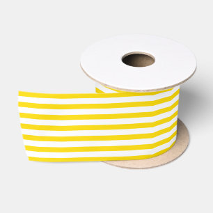 Ruban En Satin Classique rayé jaune vif et blanc de style marin