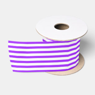 Ruban En Satin Classique rayé marine violet vif et blanc