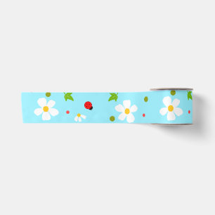 Ruban En Satin Coccinelle Jardin Floral Motif Sans Couture