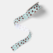 Ruban En Satin Coccinelle Monogrammée et Gingham Turquoise (Dos)