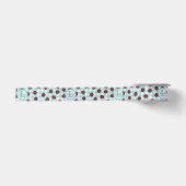 Ruban En Satin Coccinelle Monogrammée et Gingham Turquoise (Devant)