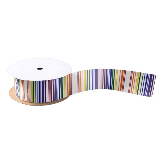 Ruban En Satin Code barre double arc-en-ciel (Bobine)