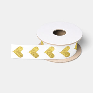 Ruban En Satin Coeur de feuille d'or