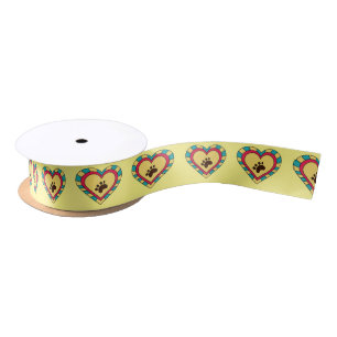 Ruban En Satin Coeur Empreinte de patte