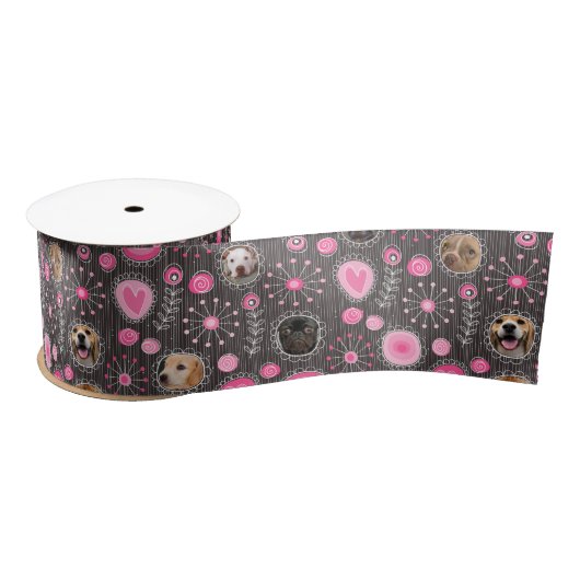 Ruban En Satin Coeur rose mignon et Flower Chien Maman Photo Coll (Bobine)