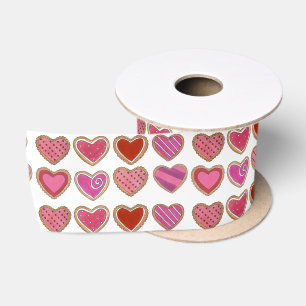 Ruban En Satin Coeur rouge rose sucre Coeur biscuit Saint Valenti