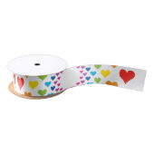 Ruban En Satin Coeurs arc-en-ciel (Bobine)