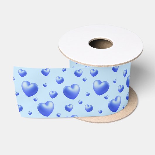 Ruban En Satin Cœurs Bleus Bébé (Bobine)