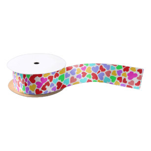Ruban En Satin Coeurs colorés mignons motif