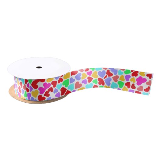 Ruban En Satin Coeurs colorés mignons motif (Bobine)