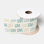 Ruban En Satin Coeurs d'amour verts et beiges (Bobine)