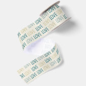 Ruban En Satin Coeurs d'amour verts et beiges (Dos)