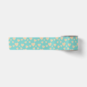 Ruban En Satin Cœurs de la Saint-Valentin Turquoise & Pêche Roman