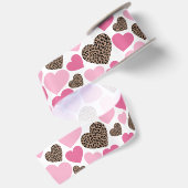 Ruban En Satin Cœurs de léopard et rose (Dos)