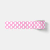 Ruban En Satin Coeurs de polka blanc sur Cotton Candy rose (Devant)