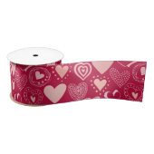 Ruban En Satin Coeurs doux rose foncé Valentine (Bobine)