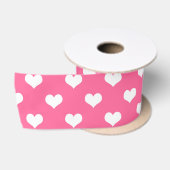 Ruban En Satin Cœurs Mignons Design Rose Blanc  (Bobine)