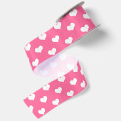 Ruban En Satin Cœurs Mignons Design Rose Blanc  (Dos)