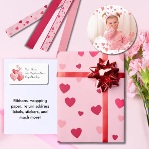 Ruban En Satin Coeurs rose et rouge joli