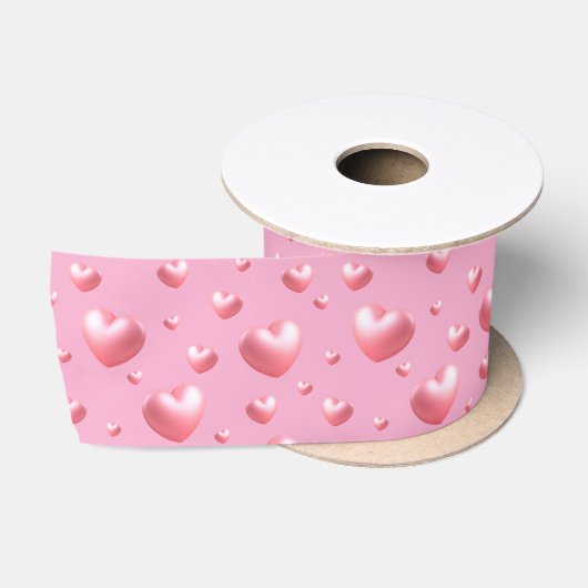 Ruban En Satin Cœurs roses (Bobine)