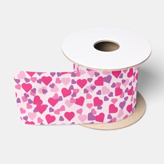 Ruban En Satin Coeurs roses amour (Bobine)