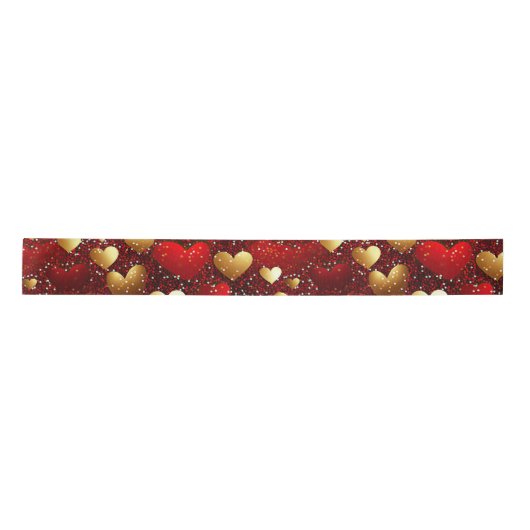 Ruban En Satin Coeurs Rouge Et Or (Devant)