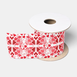 Ruban En Satin Coeurs rouge, rose et blanc Amour