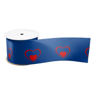 Ruban En Satin Coeurs rouges bleus