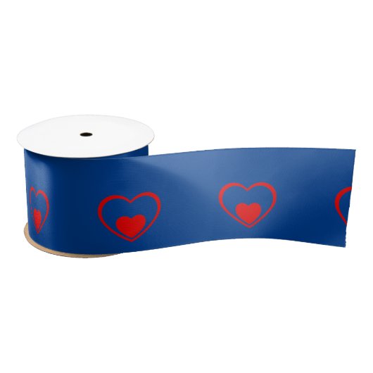 Ruban En Satin Coeurs rouges bleus (Bobine)