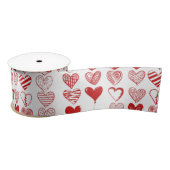 Ruban En Satin Coeurs rouges modernes (Bobine)