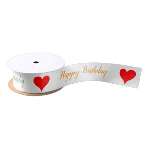 Ruban En Satin Cœurs rouges roses orange vert pour anniversaire