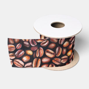 Ruban En Satin Coffee Haricots crayon Motif Rustique Brown