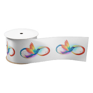 Ruban En Satin Colibri arc-en-ciel avec symbole Infinity