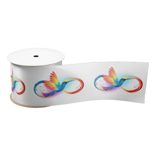 Ruban En Satin Colibri arc-en-ciel avec symbole Infinity (Bobine)