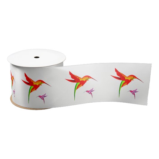 Ruban En Satin Colibri Orange Jaune Et Vert (Bobine)