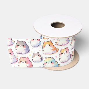 Ruban En Satin Collection de chats de dessin animé dodus avec des